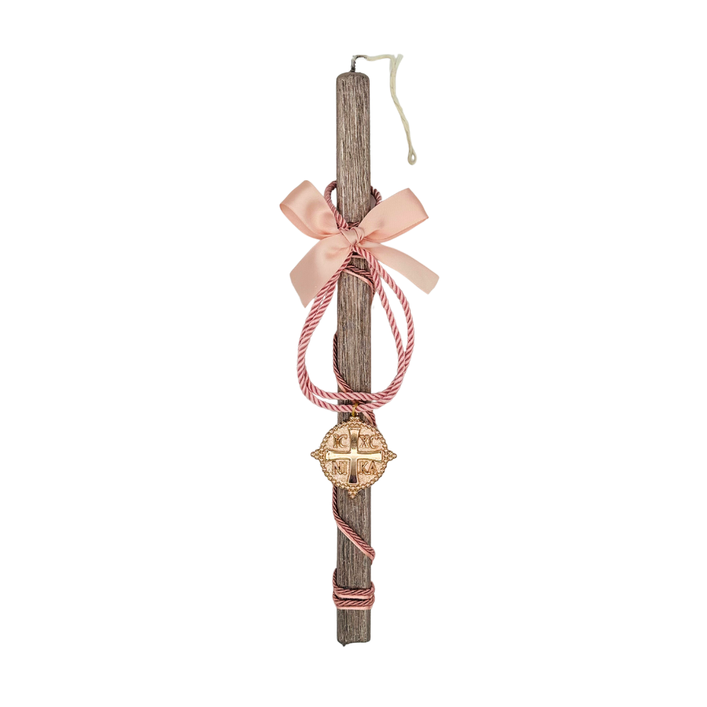 Lambada Easter Greek Candles Handmade Textured Rose Gold Candle with Rose Gold Kostandinato Charm