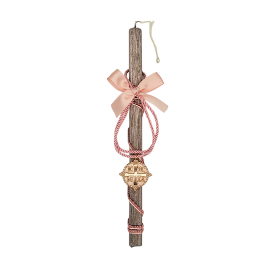 Lambada Easter Greek Candles Handmade Textured Rose Gold Candle with Rose Gold Kostandinato Charm